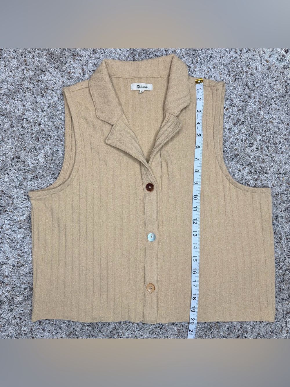 Madewell Mixed Button Up Ribbed Polo Tank Top Extra Large XL Gold Yellow - Picture 8 of 8